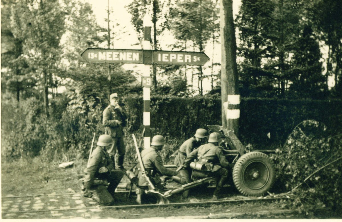 #Ypres1940: Today in 1940 the fighting at Ypres was reaching its crescendo. A delaying action as the BEF pulled back to  #Dunkirk, it was where  #WW2 met  #WW1 on the old battlefields of the Great War. Here are some private photos from this battle. Below Germans on the Menin Road.