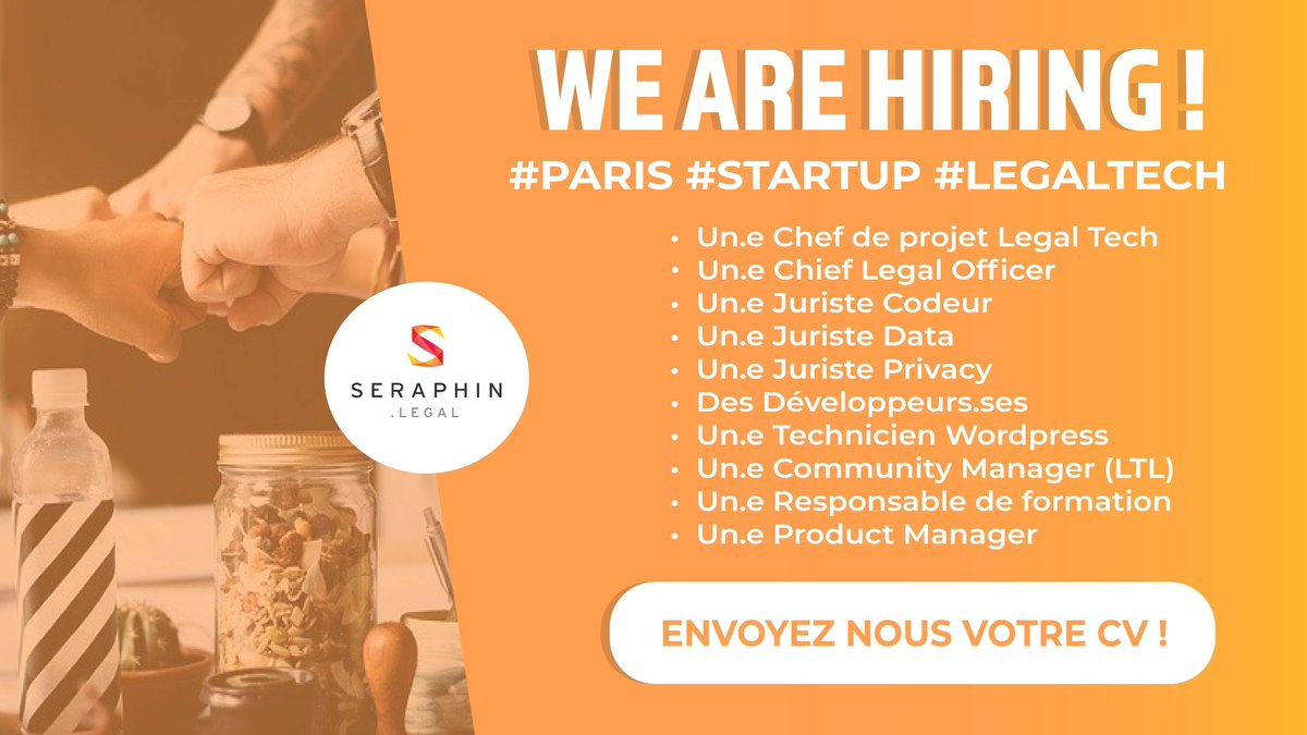 SeraphinLegal's tweet photo. ✨#recrutement ✨ 

🎯 Envie de rejoindre une #startup innovante dans la #legaltech ? 
🚀 En très forte croissance suite à une levée de fonds en avril
Et une équipe agile, dynamique et bienveillante 

Join us ! Envoyez votre CV et Lettre de motivation 👇
https://t.co/ussMWBEZIN https://t.co/0FBWUJ1EDr
