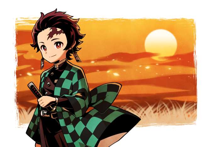 ナガラヨリ@COMITIA【に27a】さんがTwitterに投稿した竈門炭治郎(鬼滅の刃)のイラスト。