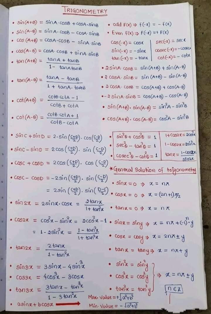 Olwethu_Mbanga's tweet photo. Trigonometry important formulae
#schoolreopening #blacktwitterSA for those who need them https://t.co/i4ge044gwc