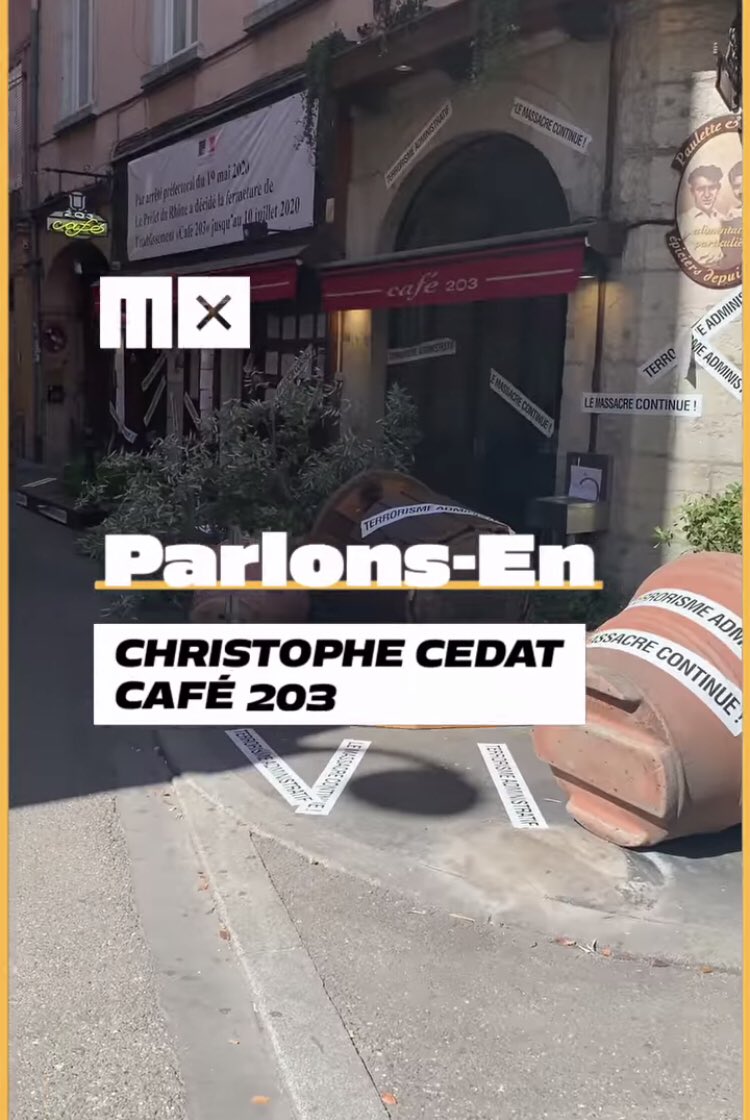 "Terrorisme administratif" ? C'est ce que déclare Christophe Cédat, gérant du Café 203 fermé administrativement par la Préfecture jusqu'au 10 juillet 2020. Nous lui avons donné la parole 👇🏻 facebook.com/16321809044486…