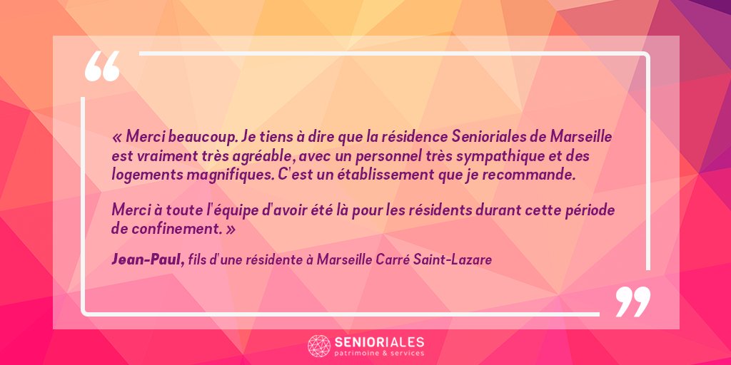Merci à Jean-Paul et sa mère, résidente à Marseille Carré Saint-Lazarre ! 😍
#Senioriales #Seniors #RésidencesSeniors