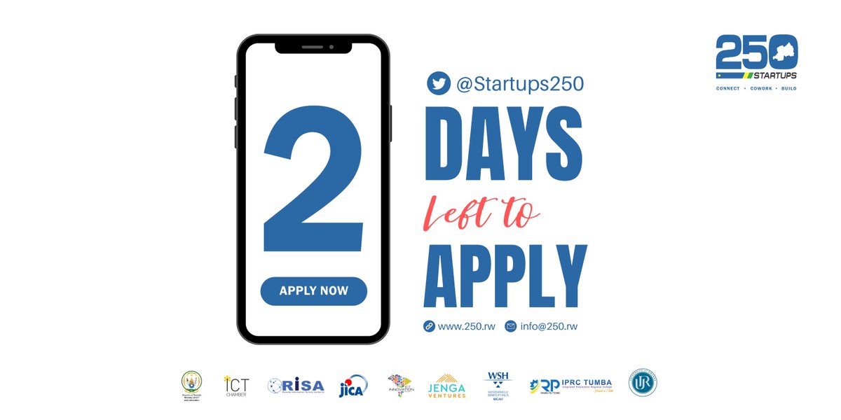 2 Days Left!! The clock is ticking.. Don't forget to apply for our 5th cohort #ApplyToday #TechEntrepreneurs #graduates