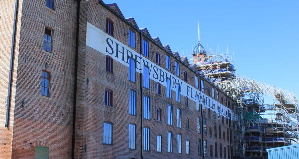 Shrewsbury Flaxmill Maltings in the sunshine 😎. Construction work has restarted with strict government guidelines being followed. Difficult to see here but some slates are now up on the Kiln roof. Look out for more updates. <a href="/HeritageFundUK/">The National Lottery Heritage Fund</a> @flax_maltings <a href="/ShropCouncil/">Shropshire Council</a>