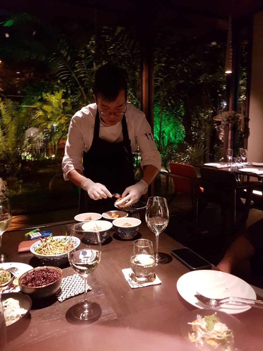 ChefKenHom's tweet photo. A most remarkable meal I have enjoyed in #Bangkok is #Jaew at #JimThompson w/ a menu crafted on the travels &amp; experiences of Canadian Chef Andrew Martin. His adventurous offerings are served family style and are meant to be shared-difficult in these trying times....more https://t.co/Js4ZlE59Pp