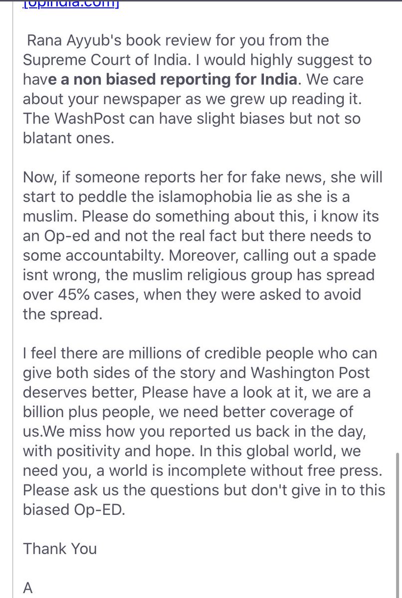 One of my friends took the initiative to inform Washington Post about the  #FakeNews that Rana Ayyub peddles on Twitter. Here are some snippets 1/2