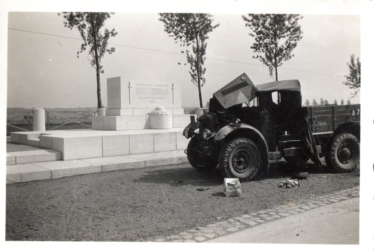  #Ypres1940: There was heavy fighting close to the Messiness Ridge. This British 15cwt was abandoned near the old US Memorial from 1918.