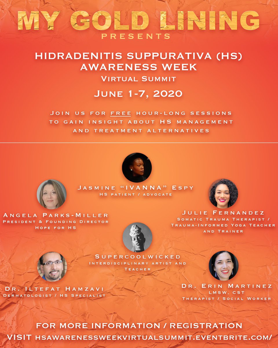 Spread the word about the HS Awareness Virtual Summit for #hsawarenessweek next week …enessweekvirtualsummit.eventbrite.com #dermtwitter #HidradenitisSuppurativa <a href="/hopeforhs/">Hope for HS</a> <a href="/hsireland1/">Hidradenitis Suppurativa (HS) Ireland</a> <a href="/hsforg/">HS Foundation</a> <a href="/ichoseoptimism/">Sandra, your friendly neighborhood HS activist</a>