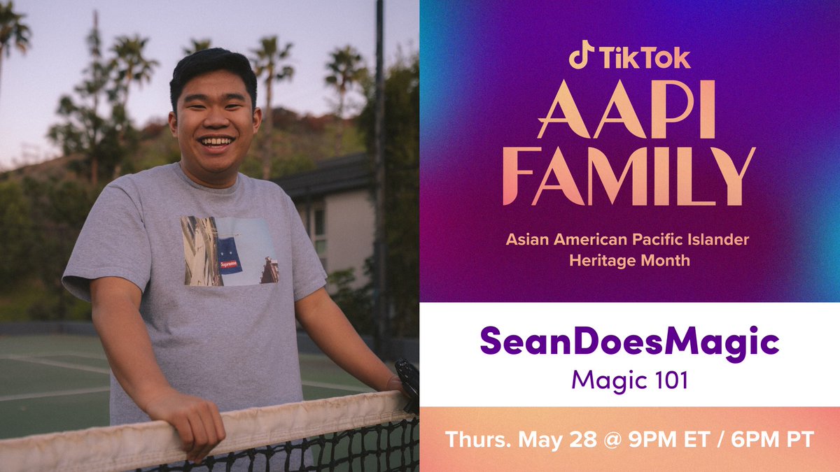 ATTENTION CLASS @seandoesmagic will be a doing magic 101 sesh at 6 PM in-app!
don't miss out as we continue celebrating #AAPIHeritage month. #AAPIFamily