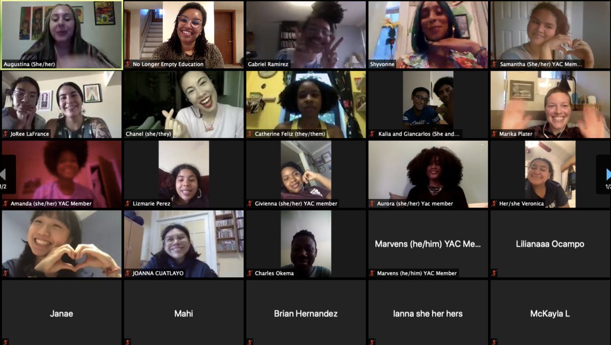 Congratulations to our YAC Education Team on their success in hosting an Arts+Activism panel as part of Reimagine: Life, Loss, &amp; Love! Special thanks to panelists <a href="/RamirezPoet/">Gabriel Ramirez</a>, <a href="/Y_Vs_A/">Youth Vs. Apocalypse</a>, <a href="/QueenGidrea/">Chanel Matsunami</a>, <a href="/Shyvonne/">SHYVONNE</a> and JoRee Violetta La France for joining us!
#NLEeducation #COVID_19