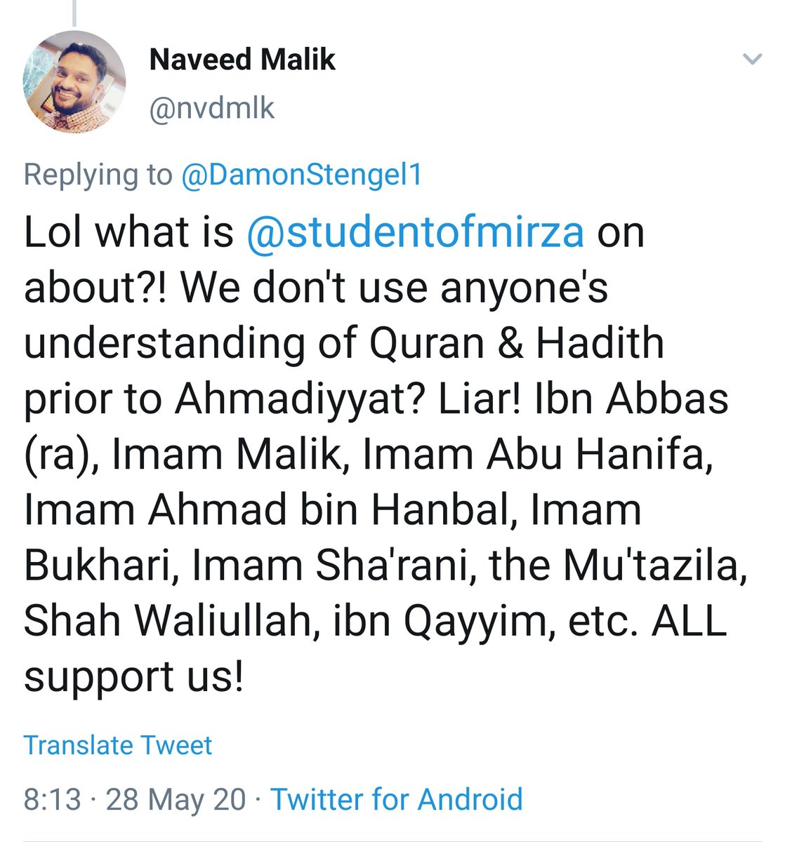 Thread for  @nvdmlk addressing the claims in the below tweets.Specifically the support for the Ahmadiyya position by a list of scholars and the claim the prophet Muhammad SAW repeatedly confirmed the death of Jesus Isa AS  #Ahmadiyya  #Dialogue
