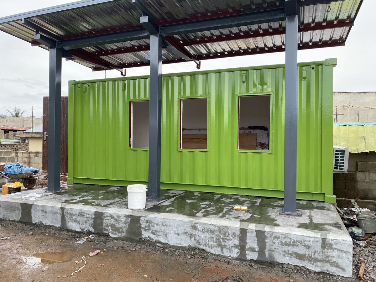 Work progress .. stamped concrete, potty filling and painting (main building and ATM) polishing of stamp concrete next