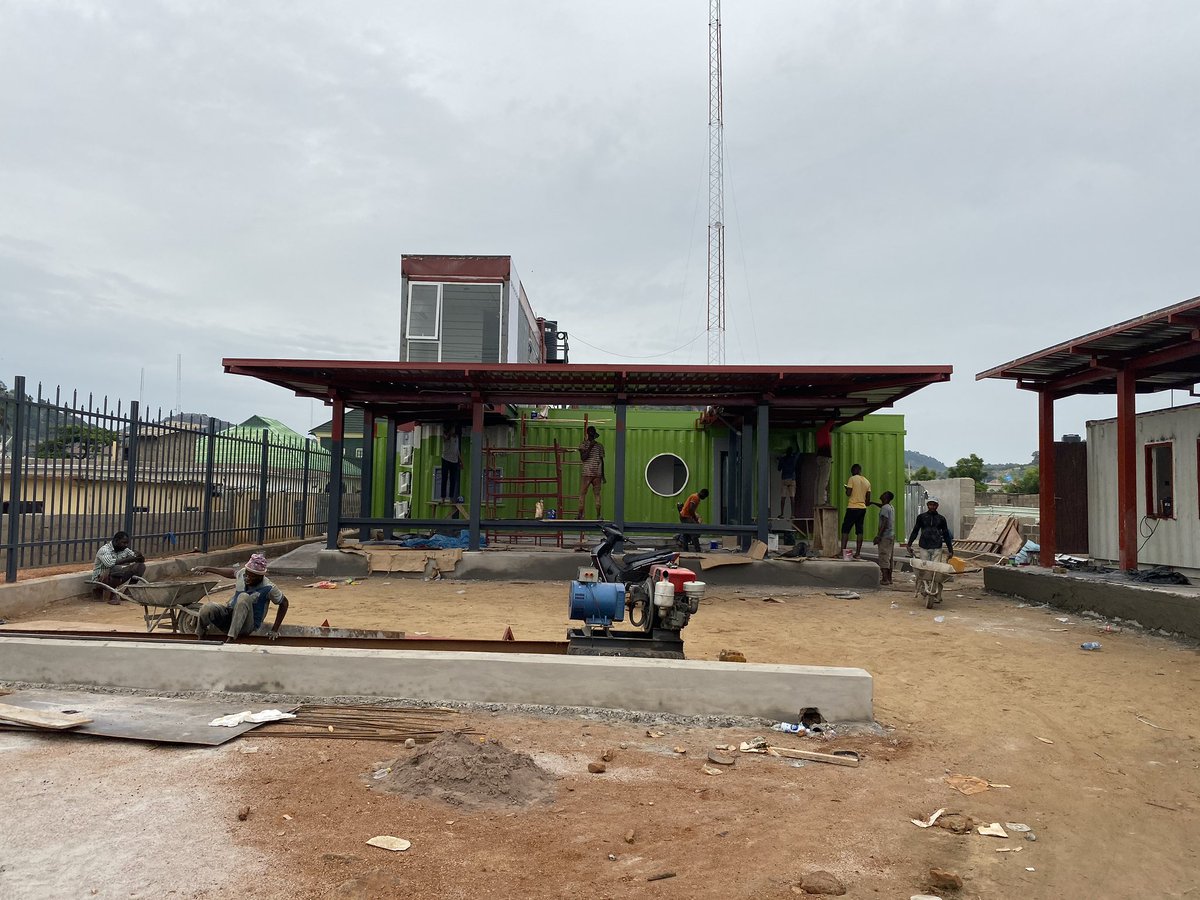 Work progress .. stamped concrete, potty filling and painting (main building and ATM) polishing of stamp concrete next