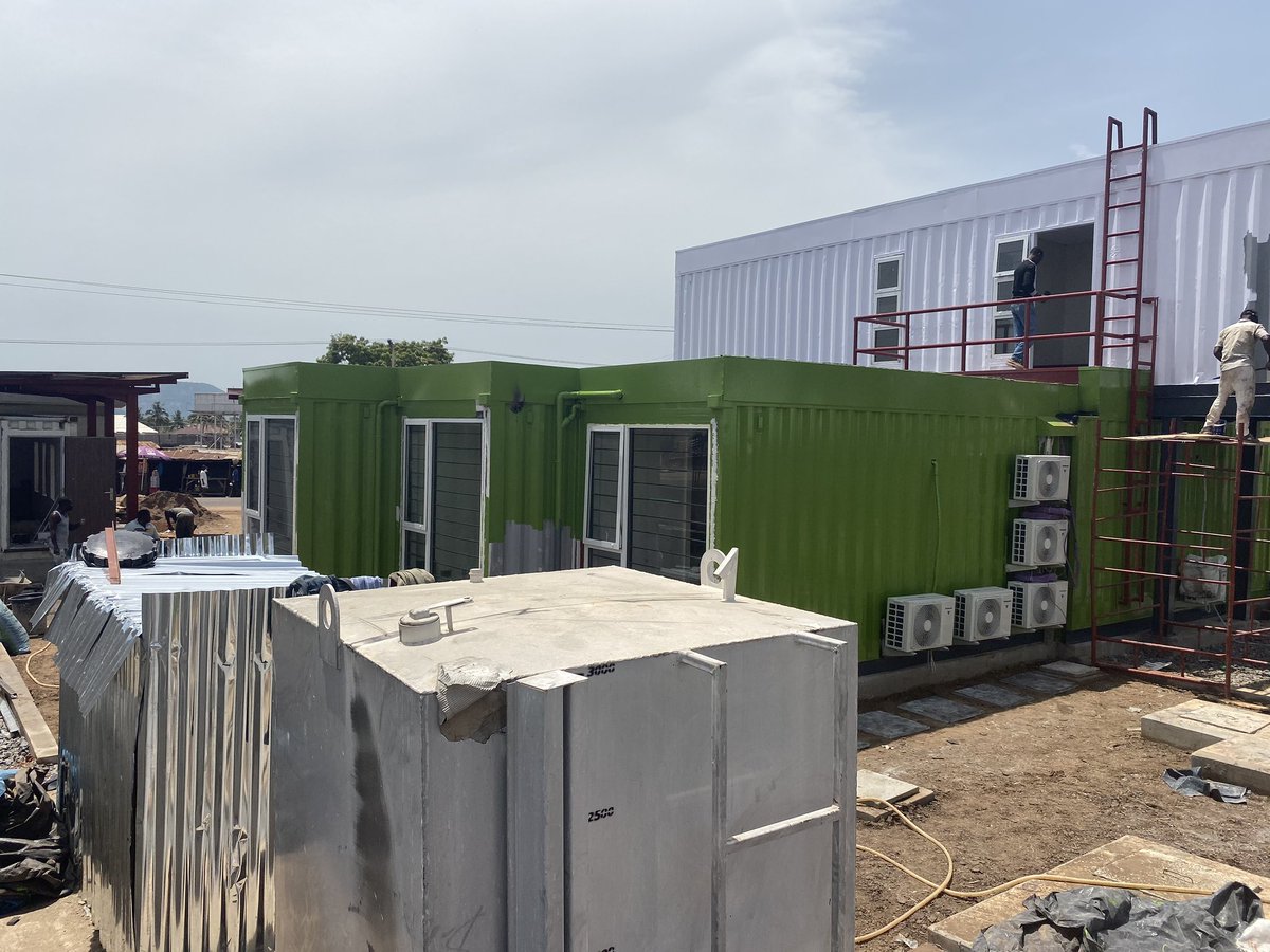 Work progress .. stamped concrete, potty filling and painting (main building and ATM) polishing of stamp concrete next