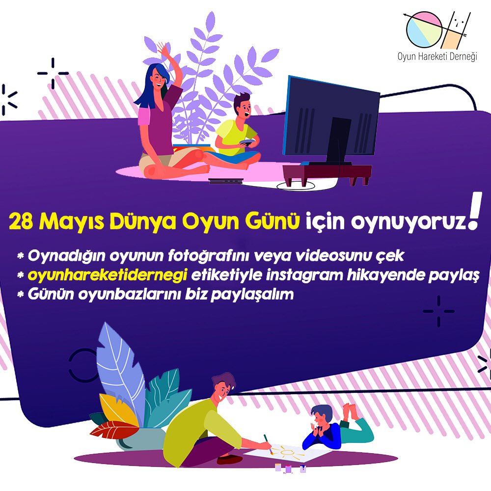 Dünya Oyun Günü’nü kutluyoruz. İstediğin oyunu oyna, hikayende bizi etiketle. #oyun #dünyaoyungünü #oyunhakkı #oyunlaeğitim #oyunhakko