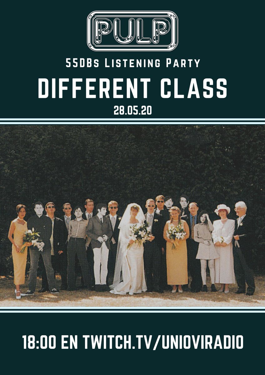 Jueves. Hoy toca otra Listening Party, pero una muy especial.
Es el turno del Different Class de Pulp, y lo analizamos con <a href="/lyona_ivanova/">Lyona</a>. 
Un auténtico lujo.
Ya sabéis, a las 18:00 en twitch.tv/UnioviRadio
<a href="/Torkis/">Aitor 🦕</a> <a href="/UnioviRadio/">Uniovi Radio</a>