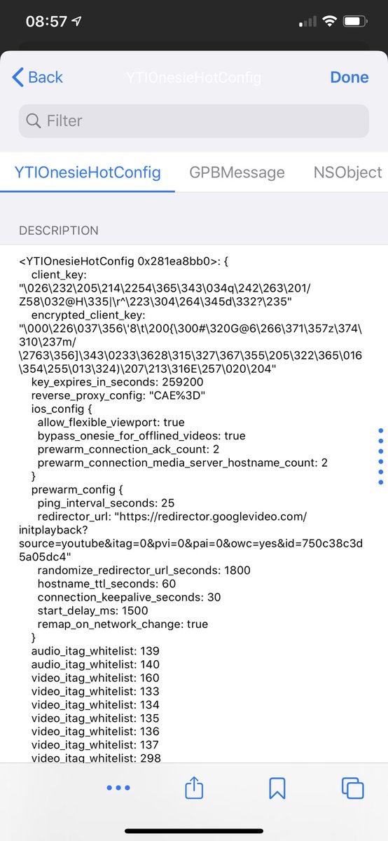 YouTube has a property called “gimme” in their app delegate which seems their way to “inject” dependecies. Which is super nice, you can fast -jump to the remote config part. I guess onsies are the ads? 