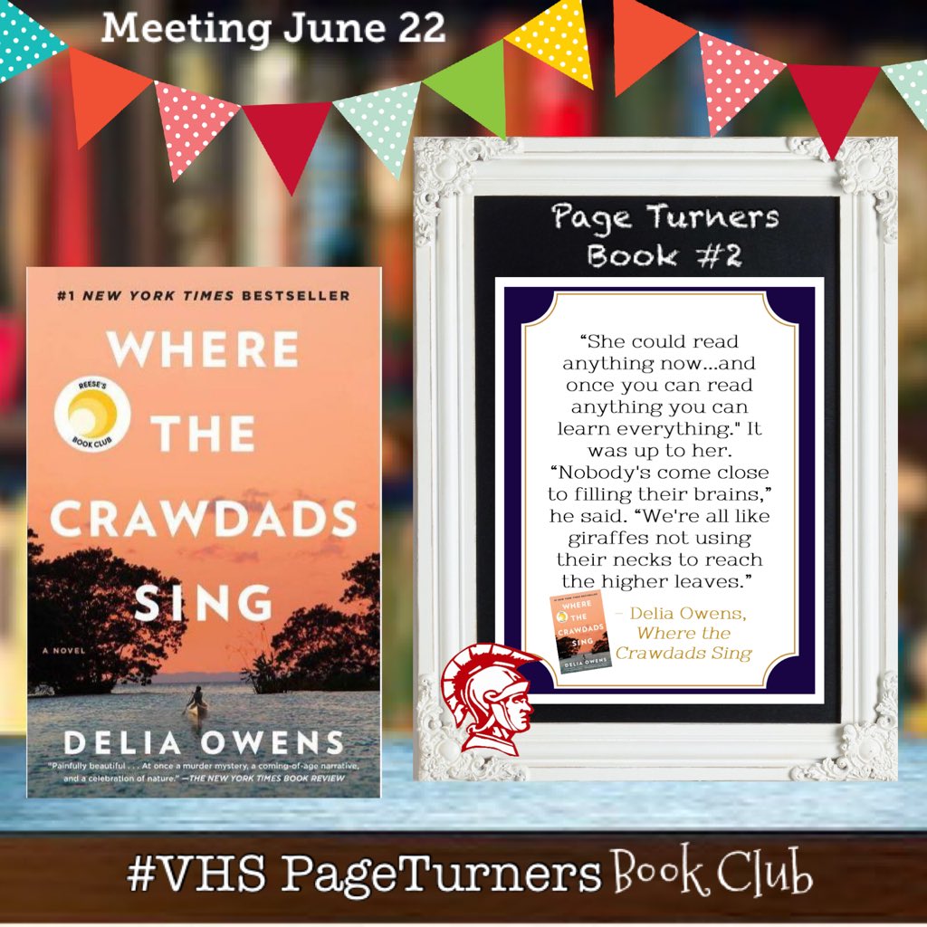 Eis4English's tweet photo. Our next book will be “Where the Crawdads Sing” by Delia Owens, and we will meet on June 22. If you would like to join us for this read please let me know and I will add you to the contact list! #vhspageturners #teamvhs #wearevan https://t.co/9YVzAwozqx