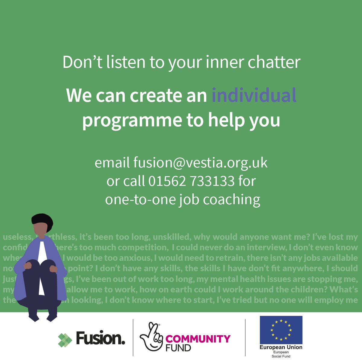 If anyone out there is struggling with #unemployment; whether due to current circumstances or long term situations we’d love to help. Our one-to-one #jobcoachsupport can offer individual plans to help get you ready to either start, or get back into work #TNLcomfundESF <a href="/TNLComFund/">The National Lottery Community Fund</a>