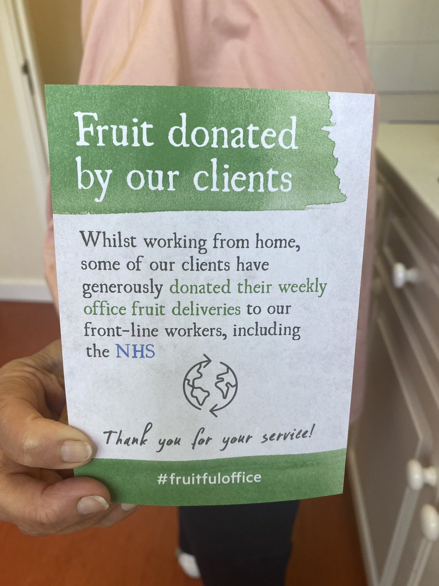 A huge thank you to @fruitfuloffice for providing @LNWH_NHS staff with healthy snacks to keep us going 👍