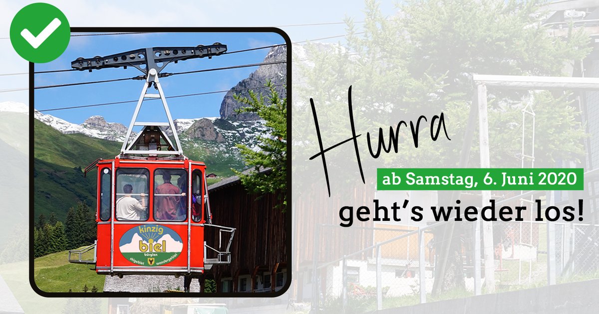 Biel_Kinzig's tweet photo. Ab Samstag, 6. Juni 2020 dürfen wir zu unserem regulären Fahrbetrieb zurückkehren und freuen uns, Sie für die Sommersaison auf dem Biel begrüssen zu dürfen. 😎🚡⛰ Vielen Dank für die Treue und die Solidarität der vergangenen Wochen und bis bald auf dem Biel! 😁👏🏼 #bielkinzig https://t.co/BlTJp7C3oa