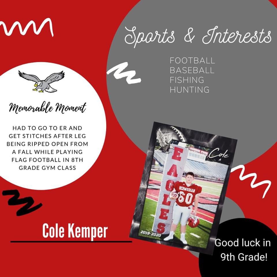 We will be dedicating the month of May to our 8th graders. These students are looking forward to their transition to high school and we hope you enjoy seeing their virtual posters this month. Please comment some encouraging words for each student!