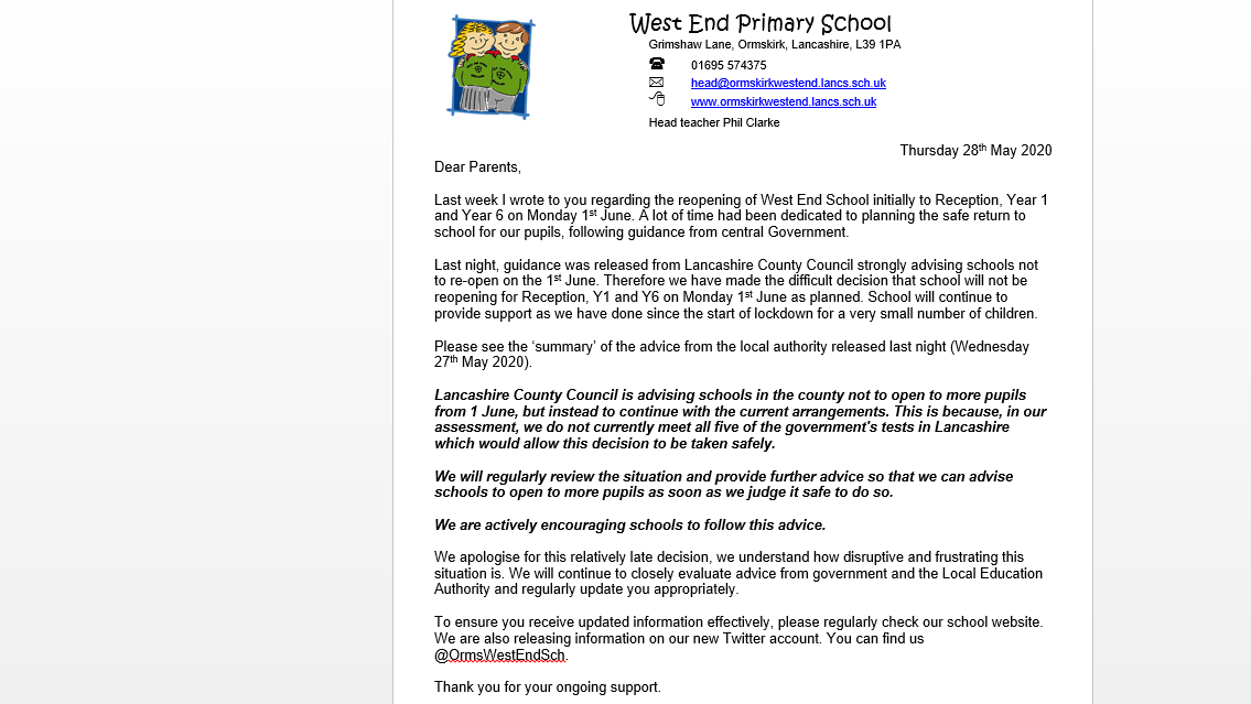 Ormskirk West End Primary School tweet media