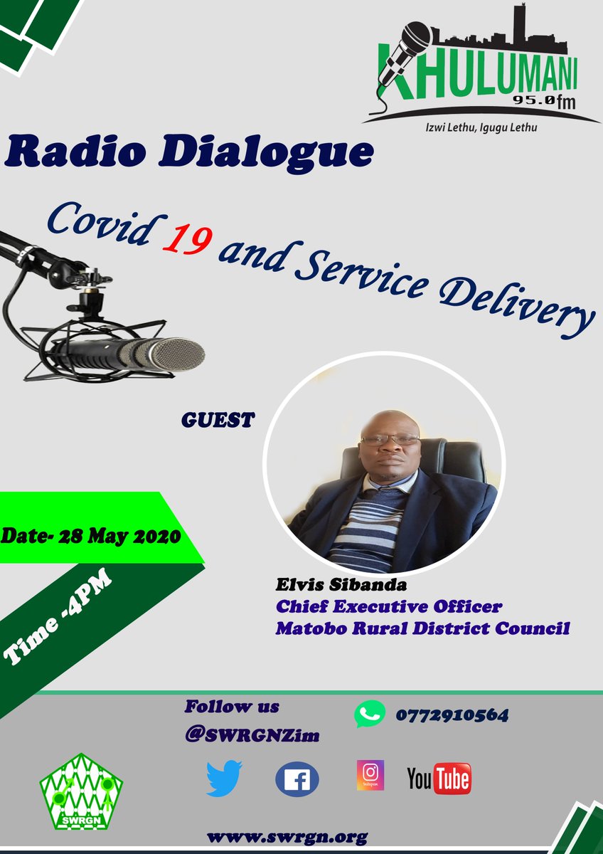 SWRGN (@swrgnzim) on Twitter photo Join us again today at exactly 4pm for yet another exciting episode as we discuss Service Delivery in Matobo district <a href="/khulumanifm95/">Khulumanifm Radio</a> <a href="/SibandaDionne/">Daring💎....DionneBest👑</a> <a href="/DebraMalume/">Dee kaMalume</a> @ChelesileNyath1 Join us again today at exactly 4pm for yet another exciting episode as we discuss Service Delivery in Matobo district <a href="/khulumanifm95/">Khulumanifm Radio</a> <a href="/SibandaDionne/">Daring💎....DionneBest👑</a> <a href="/DebraMalume/">Dee kaMalume</a> @ChelesileNyath1