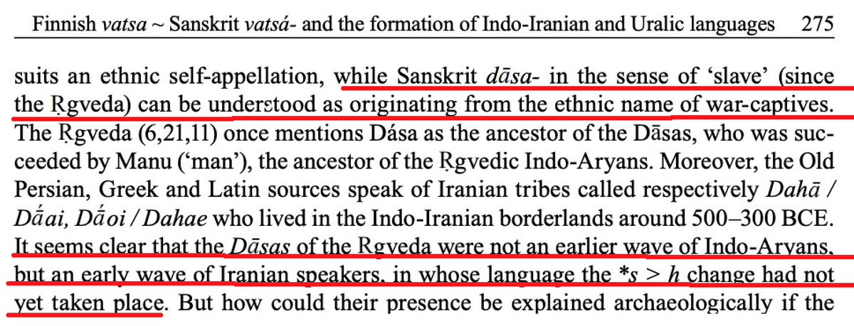 It's quite likely the term dasa was used by the Iranic tribes to describe themselves & meant something else but because of subsequent vedic domination over them in the Indus region.. the term dasa came to be identified as "Slave"We have a modern example of this...