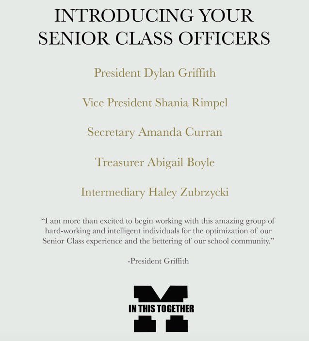 Matignon21's tweet photo. Introducing your Senior Class Officers for next year’s Student Council! #bestclass #yurddd #co21 https://t.co/YlkfjLftEu