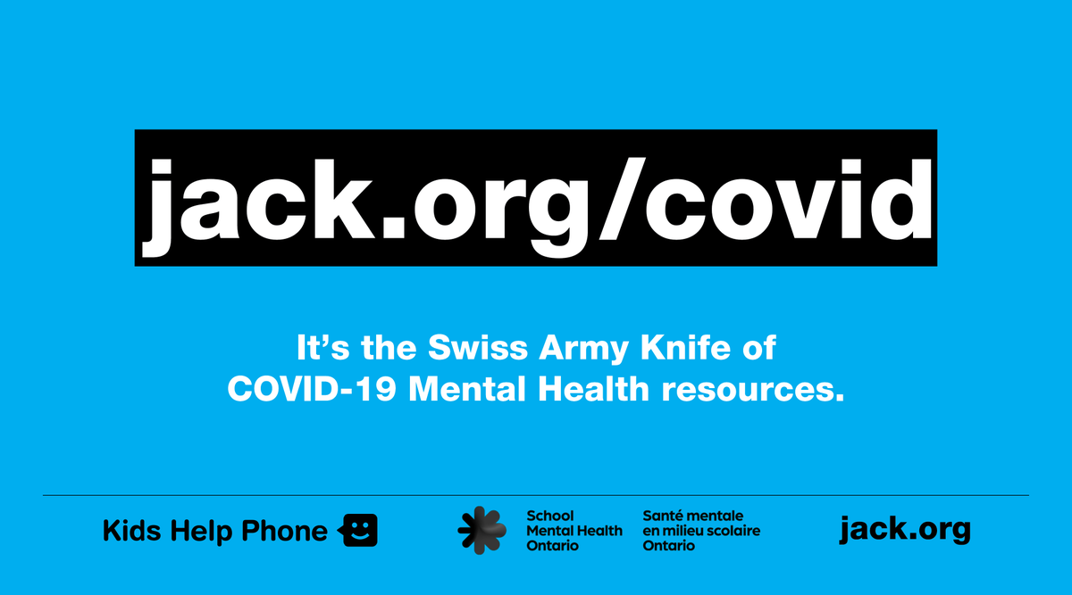 KidsHelpPhone's tweet image. Looking for #COVID19 resources and tools? We've partnered with @SMHO_SMSO and @jackdotorg to create a brand new online hub: jack.org/covid