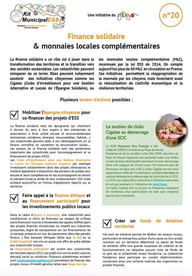 MahelCoppey's tweet photo. 📝 Découvrez deux nouvelles fiches du kit #MunicipalESS  du @ReseauRTES
fiche n°1⃣9⃣ - #ESS &amp; jeunesse et sports
fiche n°2⃣0⃣ - Finance solidaire &amp; #monnaieslocales 👉 https://t.co/bci9b2lvdu https://t.co/xsb2089opA