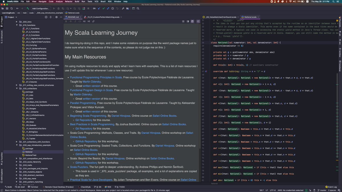 mohnoor94's tweet image. I think I&apos;ll back!

#LearningScala the hard way! check my repository on how I learned  #Scala: github.com/mohnoor94/Lear…

#SignifyScalaConf

#100DaysOfCode
#100daysOf
#code
#programming
#spark
#javascript
#jvm
#jvmLanguages
