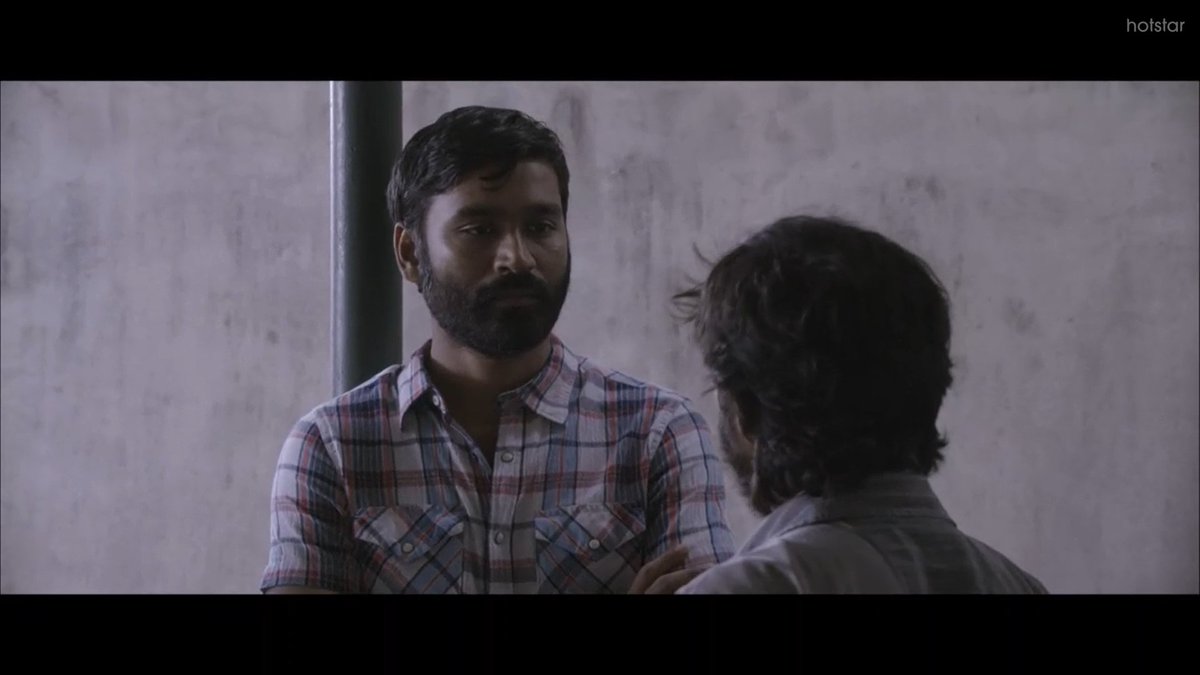 Anbu is introduced as an enigmatic person, he seems extremely pale and harmless. Without much delays, Vetrimaaran builds a huge intrigue factor over his character for he being sent into the cabin of ghosts. Again, The jail environment, the hierarchy among the convicts is ironic.