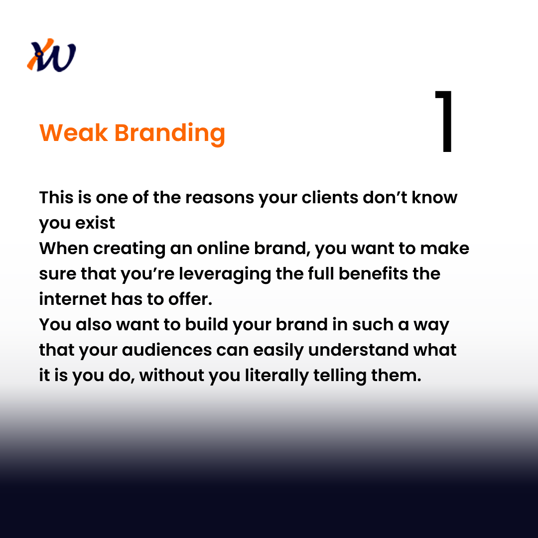 xprexweb's tweet photo. Why most websites are known by only Family and Friends not the actual potential clients.
1. Weak Branding
2. Lack Optimization
3. Lack Connection
#xprexweb
#xprexweblagos
#xprexwebnigeria
#digitalmarketingagency #digitalmarketingtips #justiceforgeorgefloyd https://t.co/hro3YkOAr3