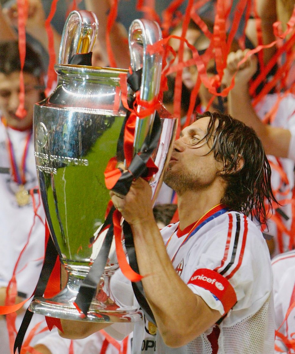 🔴⚫️ Legendary AC Milan captain Paolo Maldini lifted his 4th European Cup title #OTD in 2003 🏆🏆🏆🏆 #UCL | #ThrowbackThursday | #TBT