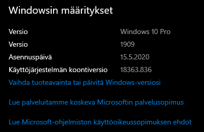 1/x first off, make sure you are running Win 10 version 1909 (18363.836). If you're not sure, open Windows Settings -> System -> the very bottom option (Info, most likely).