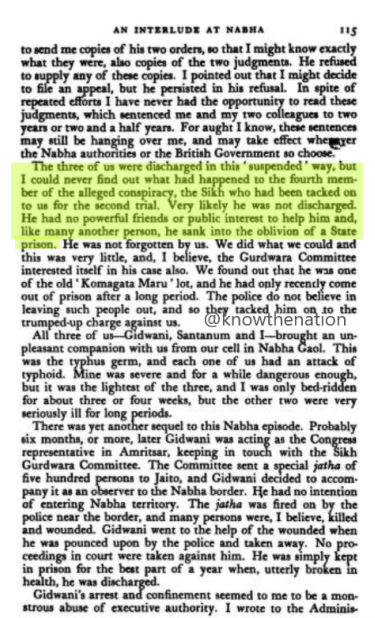 Nehru's release was secured only because he belonged to a powerful political family.In his own words Nehru mentions a Sikh who was "not discharged as he had no powerful friends or public interest to help him & like many other person he sank into oblivion of a state prison"