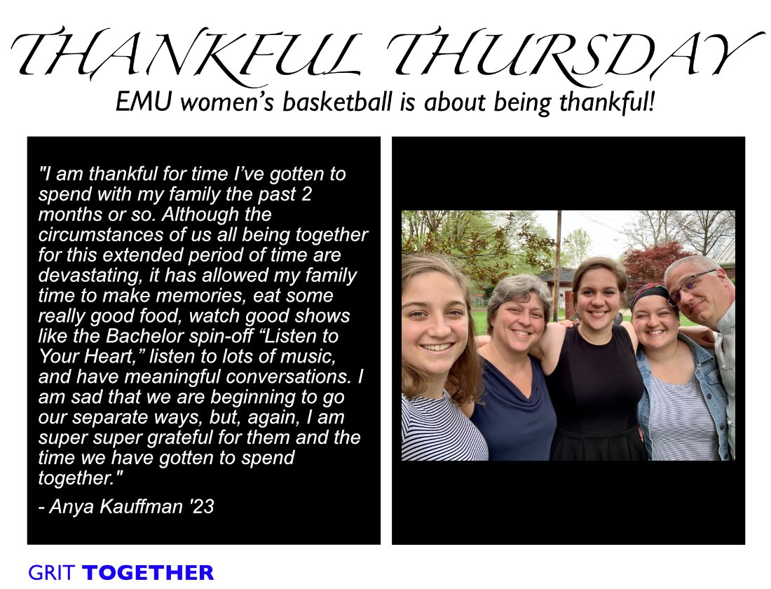 emu_wbb's tweet photo. Happy Thankful Thursday! #GritTogether #CompeteLearnServe #AttitudeofGratitude https://t.co/qn6knsbCeO