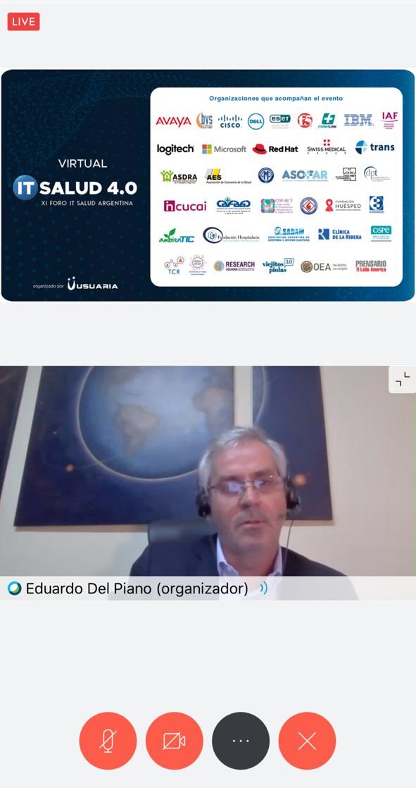 AHORA EN VIVO 🔛 𝗜𝗧 𝗦𝗔𝗟𝗨𝗗 𝟰.𝟬 𝗩𝗜𝗥𝗧𝗨𝗔𝗟 Apertura del envento conAutoridades del XI Forum IT Salud; Eduardo Del Piano, Presidente, y Daniel Luna, Vicepresidente.