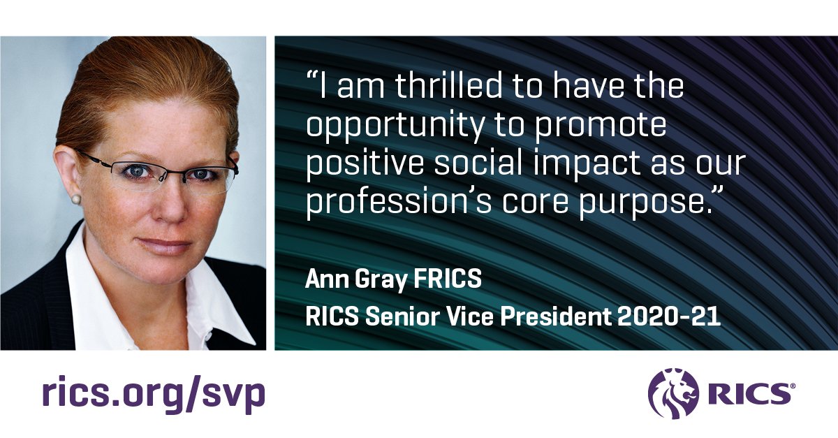 RICSnews's tweet photo. We're pleased to announce that the RICS Governing Council has elected Ann Gray FRICS to be our next Senior Vice President.
A key ambassador driving innovation & technology in the profession, Ann brings over 25 years' experience of leadership to the role: https://t.co/7SUMO9WePy https://t.co/AU60MaEmLu