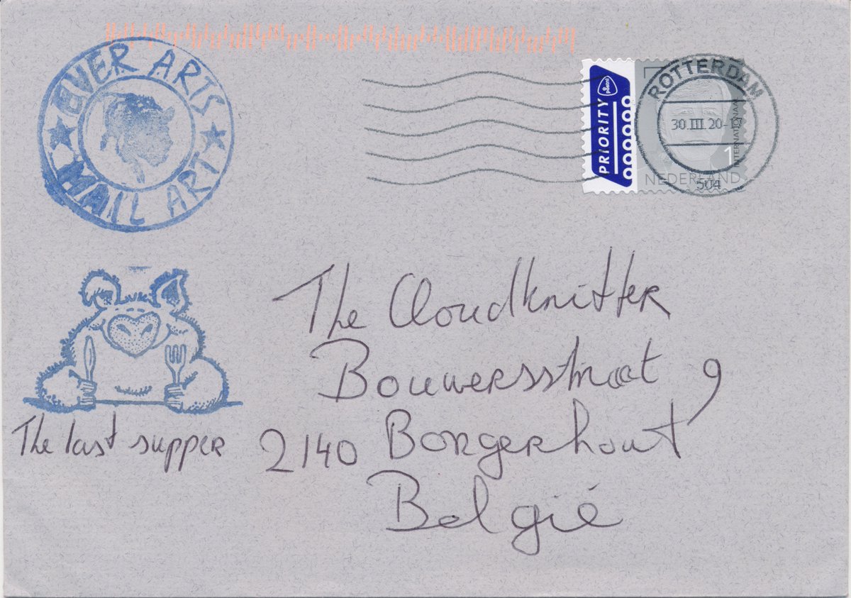 leoreijnders's tweet photo. Mail Art Project "ALBENE" is still going on.
Everybody can participate. Subject "The Last Supper".
#mailart #leoreijnders #thecloudknitters #antwerpart #radiocentraal #belgiumart #instagram #LinkedInStories #coronaart #humour #lastsupper #foodart #celebration #fluxus #Dada #rapr https://t.co/iFcLbQEYcS