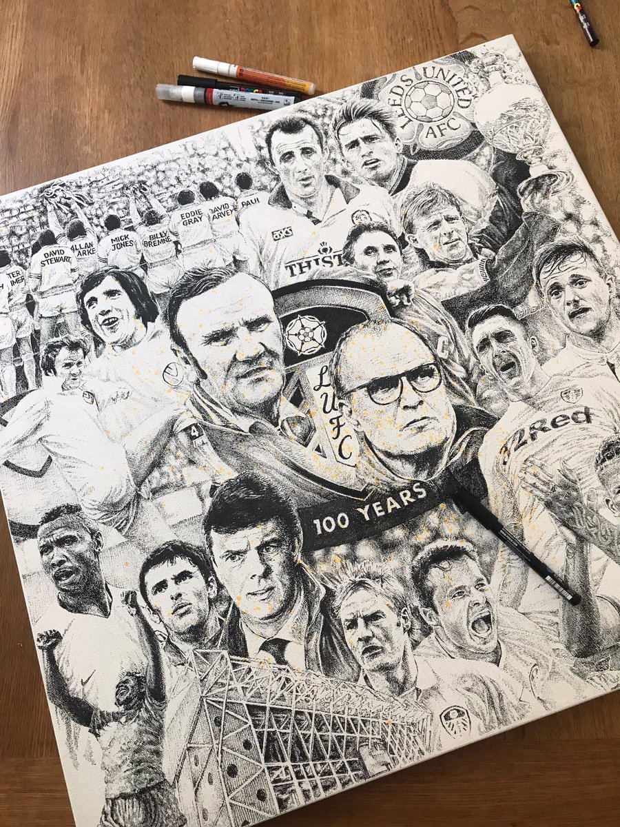 BenBenvickers10's tweet photo. My uncle (not on Twitter) has just finished an ink canvas for @LUFC Centenary year 💙💛 I would really appreciate a share! @TheSquareBall @NoelDavidWhelan @apopey @andrearadri Full post on insta - https://t.co/SRhIM3oVuW https://t.co/LetHOcWNKJ