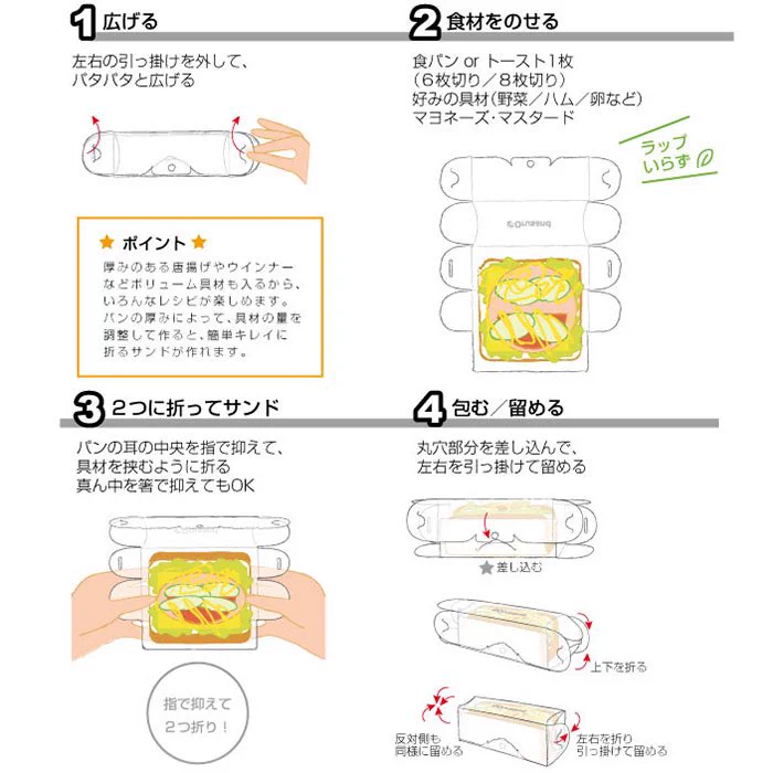 家で簡単に作ることが可能！？パン1枚でサンドイッチが簡単にできる「Orusand(折るサンド)」！