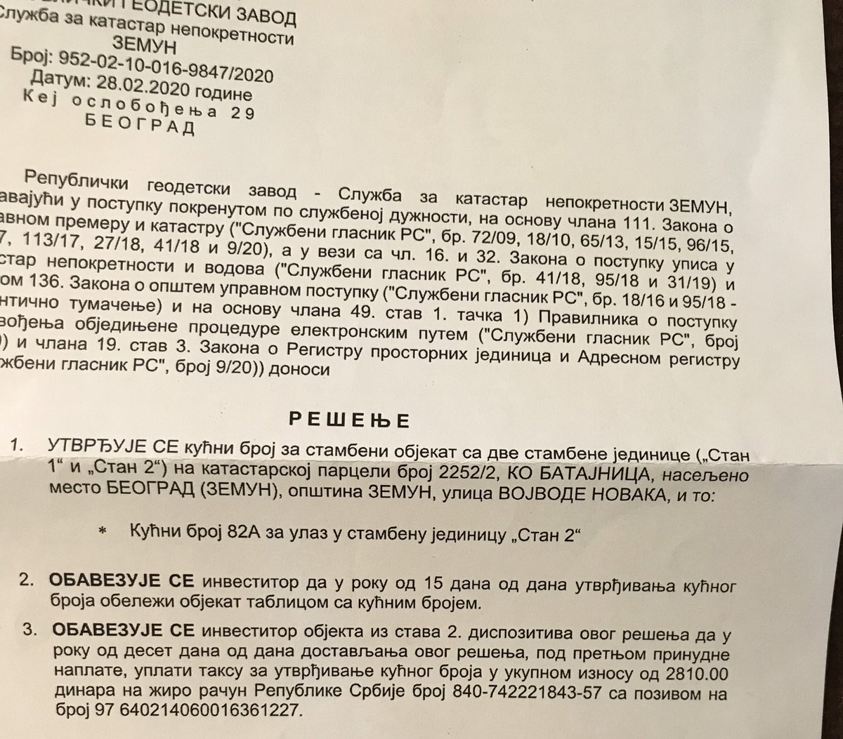 Promene nam ulicu i broj bez da iko išta zna o tome i još to treba i da platimo..Dal ste bre vi normalni?! Bagra..#Izbori2020