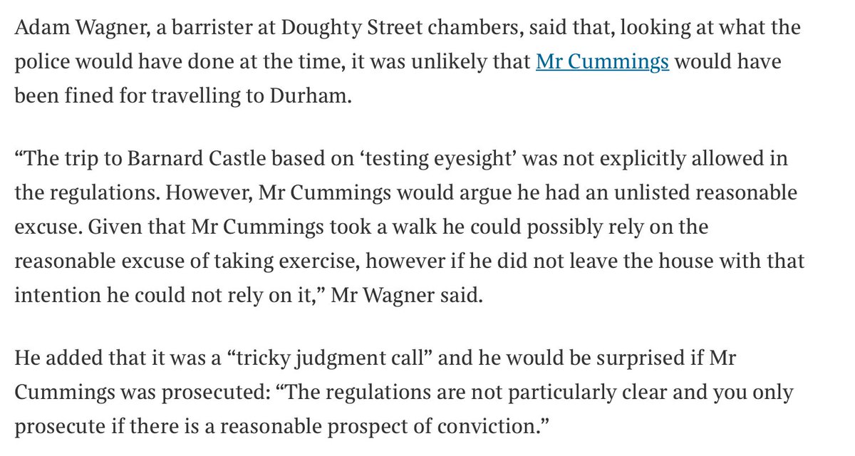 The Durham Police statement pretty much exactly as I predicted in  @thetimes  https://www.thetimes.co.uk/article/durham-police-investigate-dominic-cummings-case-at-highest-levels-xsqltgtfh  https://twitter.com/jonwalker121/status/1265979637210939392