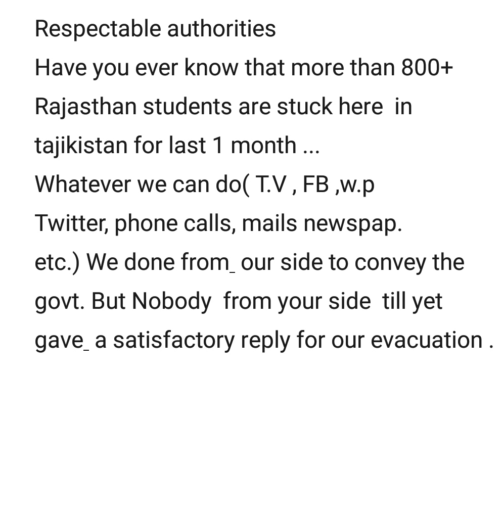 ajaysharmaok55's tweet photo. Sir if you have  any another kind of method from which you can hear  our appeal ?
Plz tell?
It's seems like all methods are not enough for your reply 
I hope this time you will not ignore this msg you already mute 800+ students voice 
@ashokgehlot51 @SachinPilot @AnkitKR1119 https://t.co/yZQ8fgvlKU
