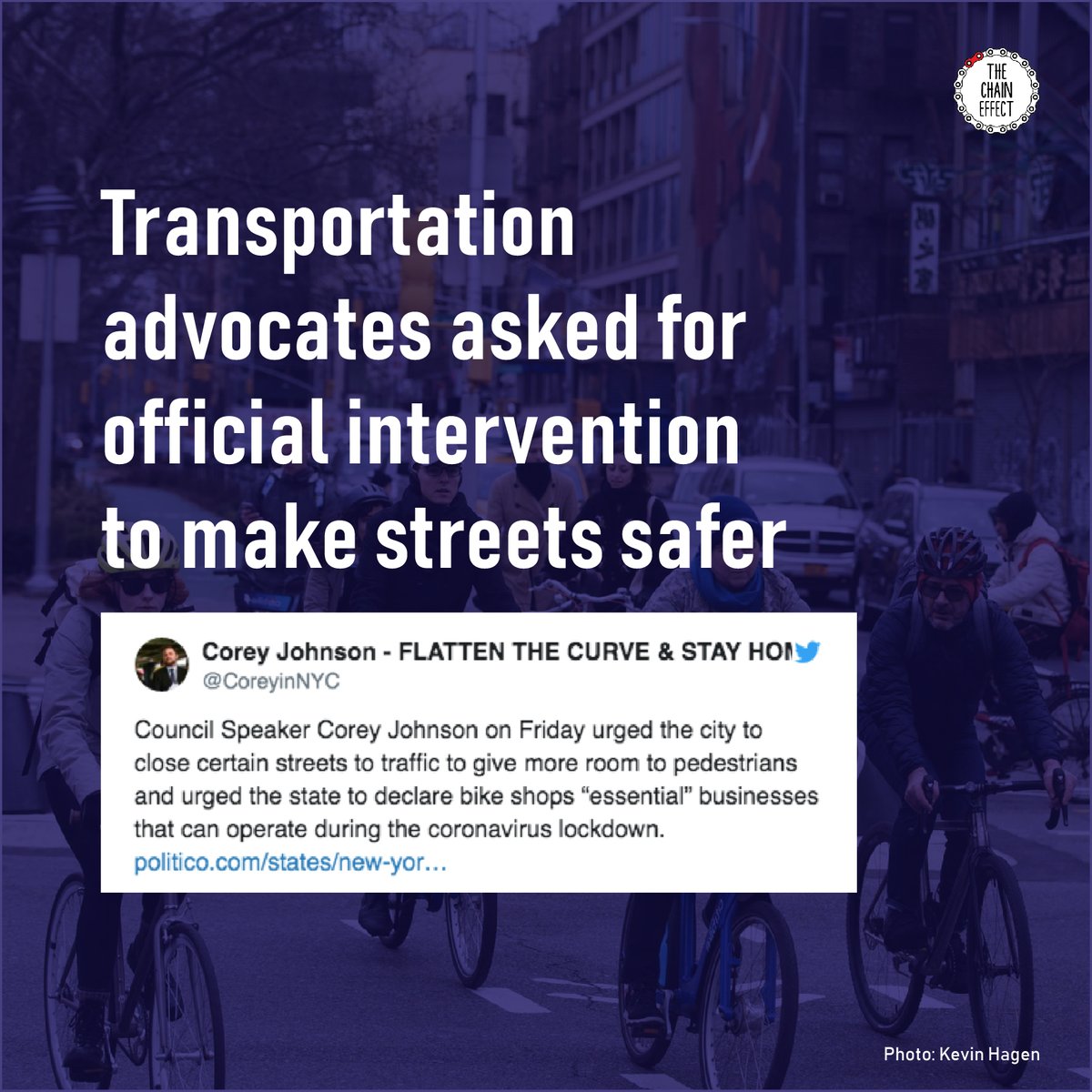 The_ChainEffect's tweet photo. As one of the #densest cities in the world w/ high reliance on #public #transport, #NYC is closing off 160km of streets to cars to give residents #safe space outdoors while socially distancing. #Emergency #bike lanes were set up to support #essential workers to #commute safely https://t.co/0rQhzbLCch