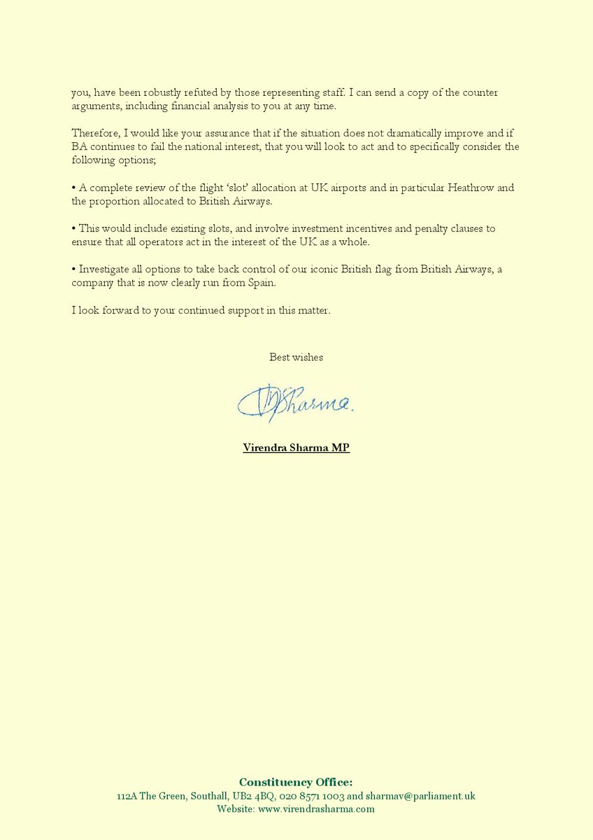 Today I have written to the <a href="/10DowningStreet/">UK Prime Minister</a> about the terrible behaviour of British Airways who are treating their workers appallingly. <a href="/unitetheunion/">Unite the union: join a union</a> and <a href="/GMB_union/">GMB Union</a> are fighting hard.
