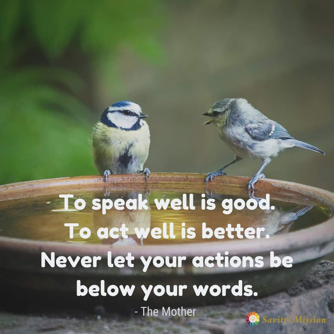 SavitriMission's tweet photo. To speak well is good.
To act well is better.
Never let your actions be below your words.
- The Mother
#speakwell #speakgood #actwell #actionspeakslouderthanwords #quotestoliveby #quoteoftheday #divineguidance #domeditationdaily #angermanagement #becalm #calmness #humanity https://t.co/UiLUcXH9WY
